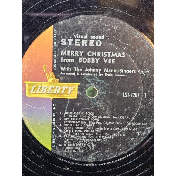 Merry Christmas From Bobby Vee LP Liberty LRP-3267 Vintage Vinyl Record TESTED - Picture 7 of 8